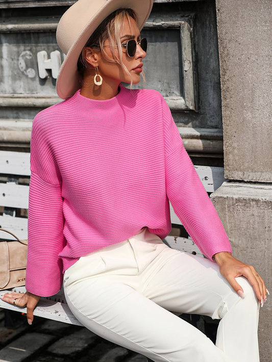 Elouise Knit Oversized Pullover Sweater - Pink