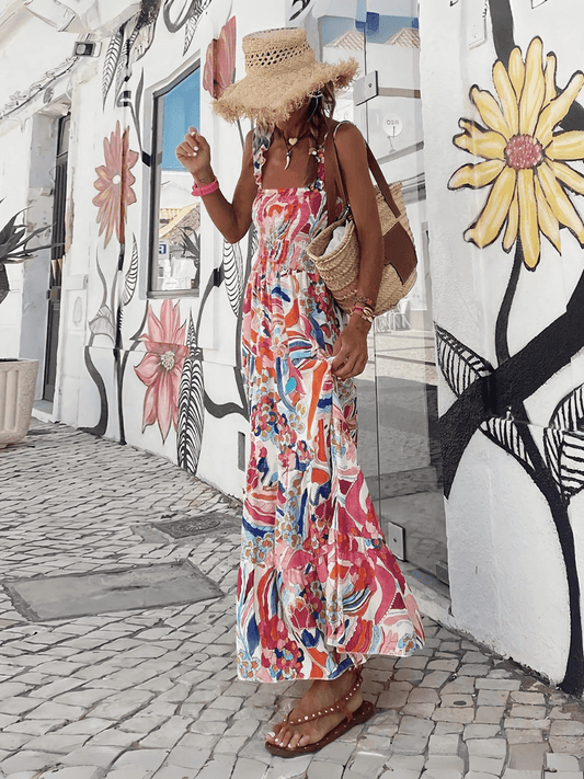 Rylee Strappy Printed Maxi Dress - Pink