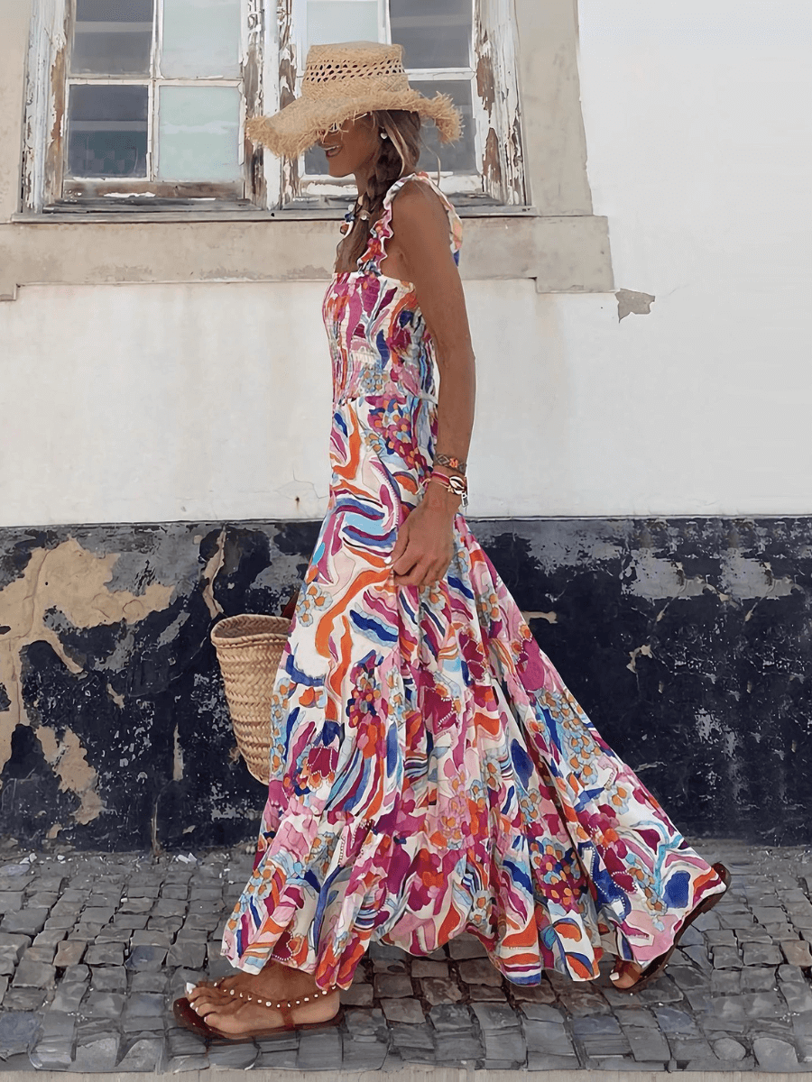 Rylee Strappy Printed Maxi Dress - Pink