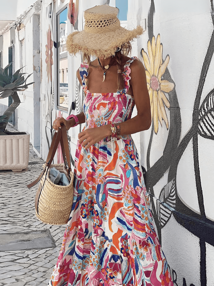 Rylee Strappy Printed Maxi Dress - Pink