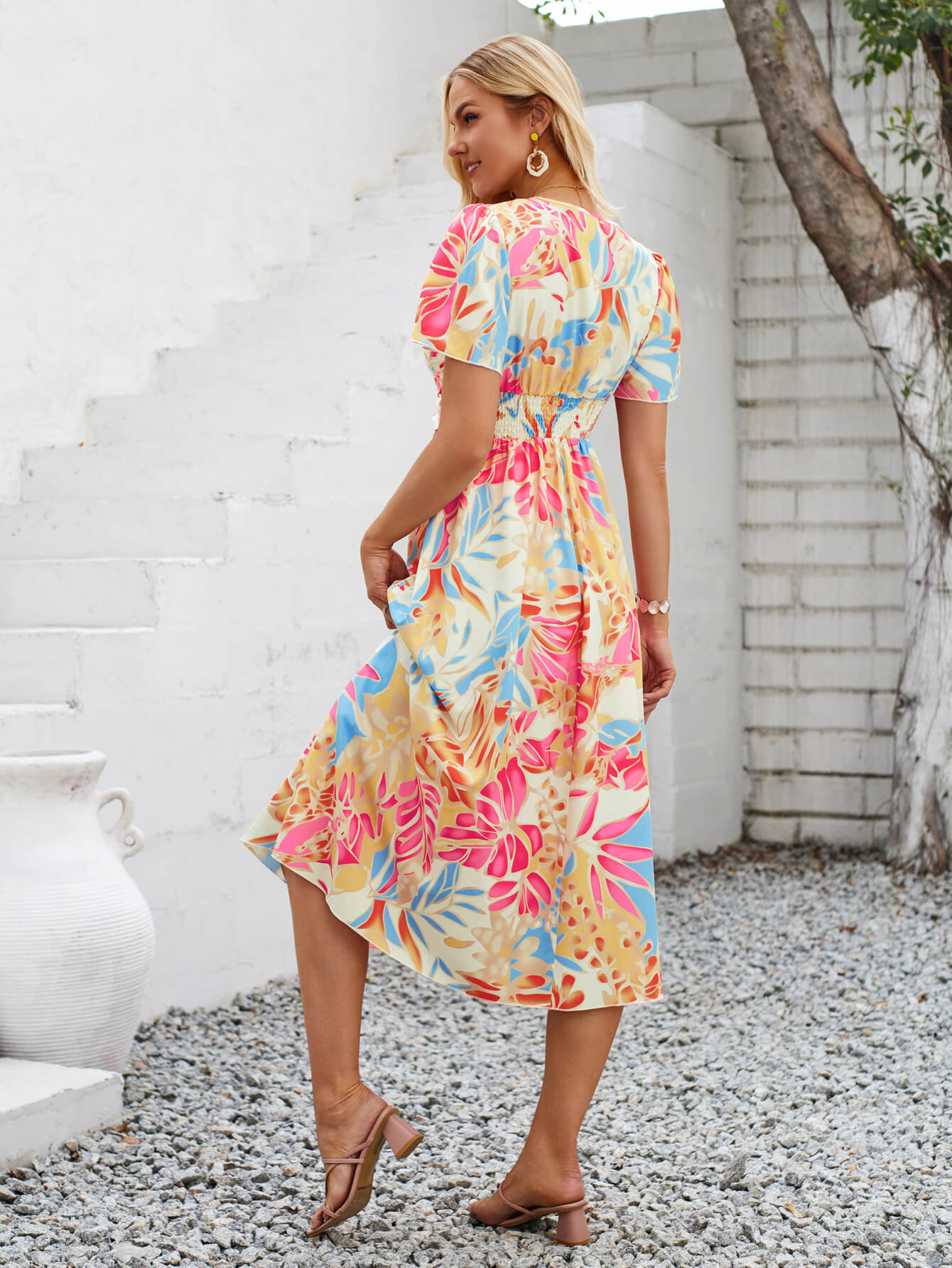 Gemma Floral Midi Dress - Pink