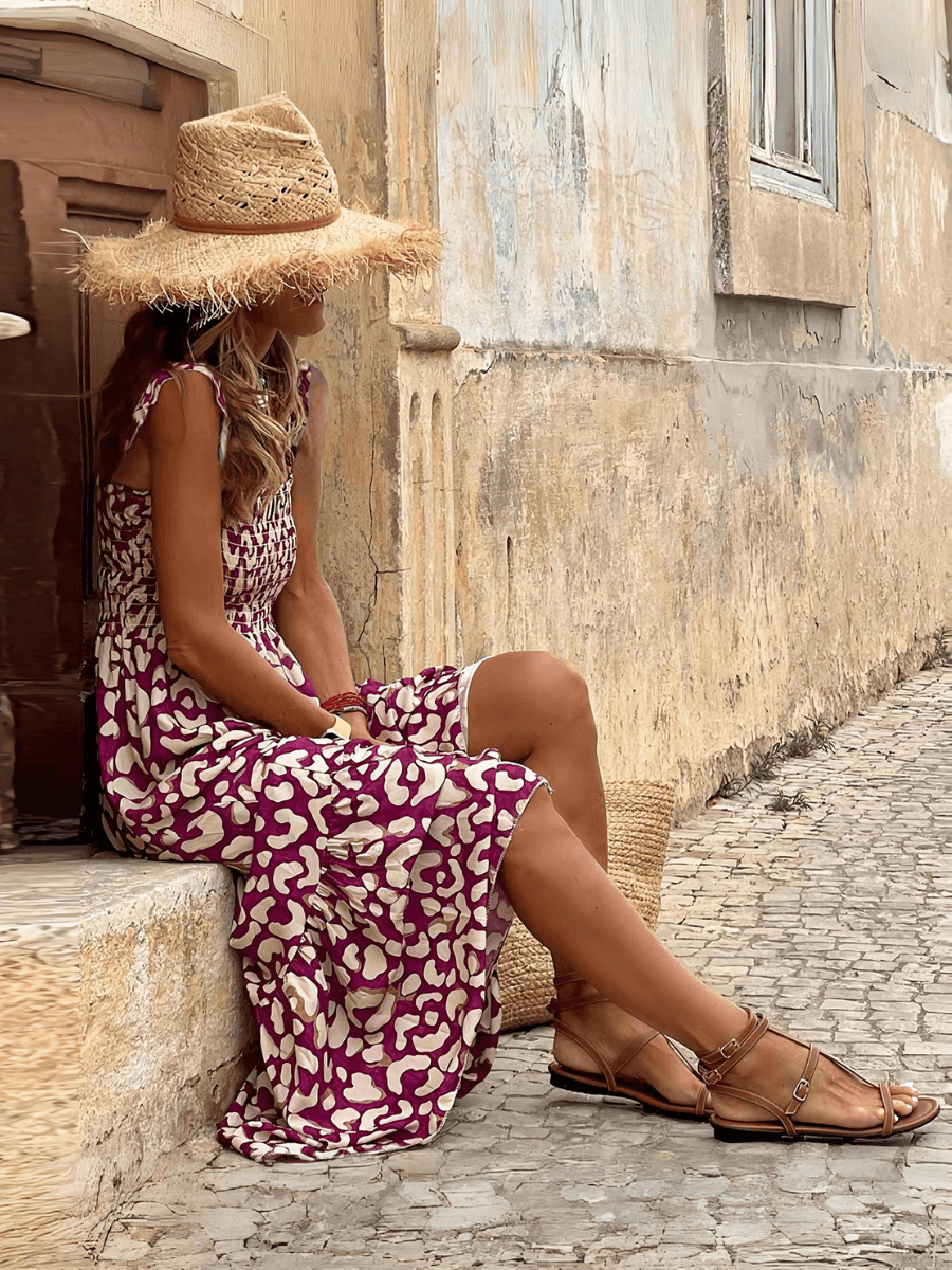 Rylee Strappy Printed Maxi Dress - Purple