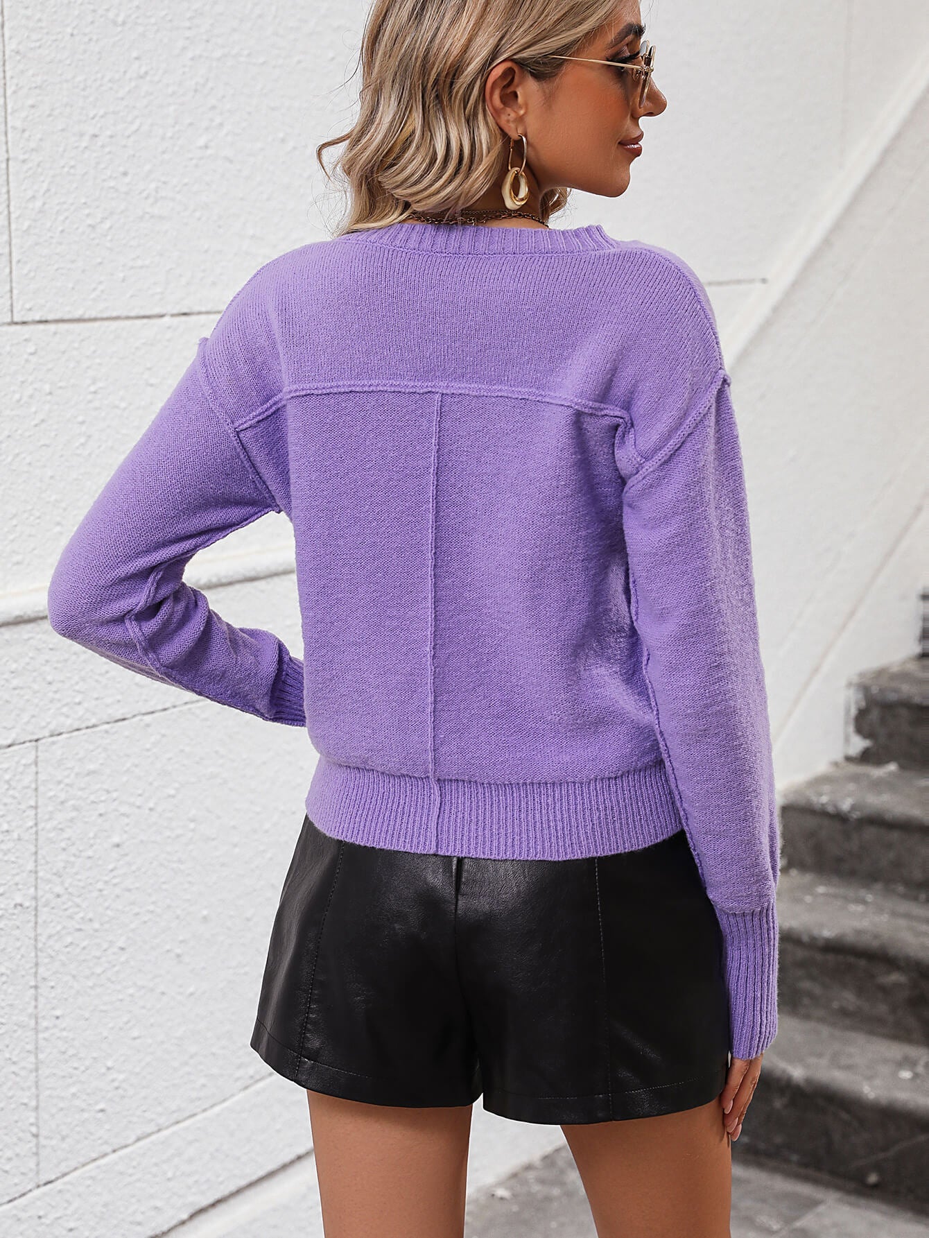 Reenia Pullover Knit Sweater - Purple