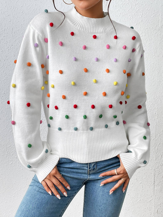 Celestial Multi Popcorn Applique Sweater - White