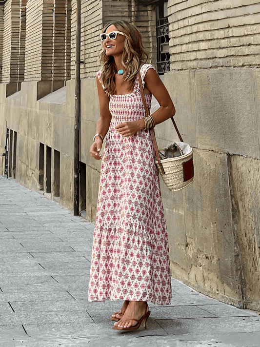 Rylee Strappy Printed Maxi Dress - White