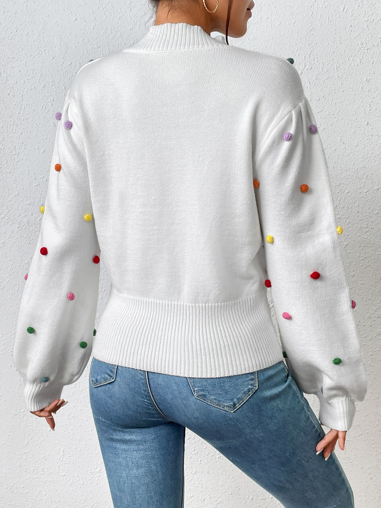 Celestial Multi Popcorn Applique Sweater - White