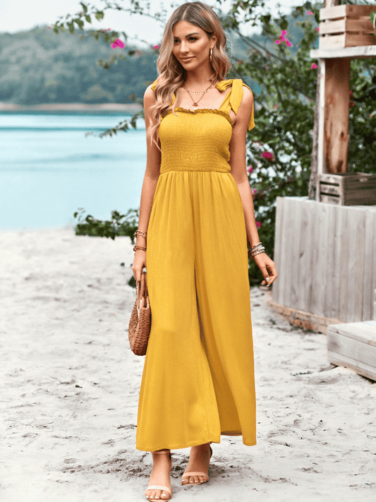 JANICE RAYON POCKETED JUMPSUIT - YELLOW