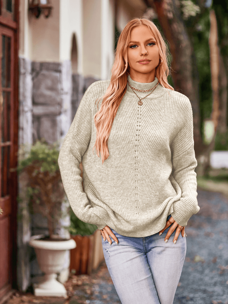Wiley Relaxed Turtleneck Sweater - Beige