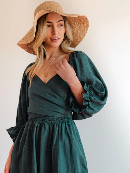 CALL IT LOVE TWO WAY TIERED MIDI DRESS - GREEN