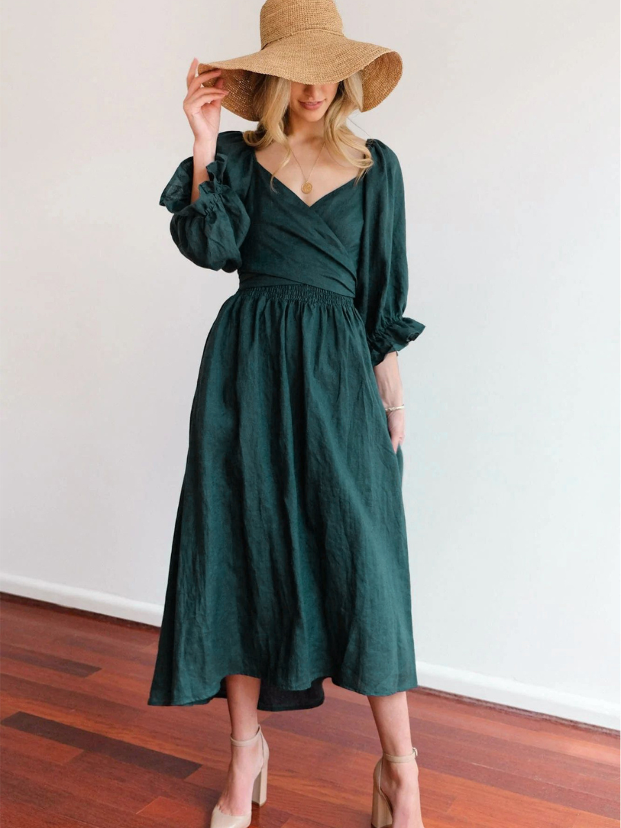 CALL IT LOVE TWO WAY TIERED MIDI DRESS - GREEN