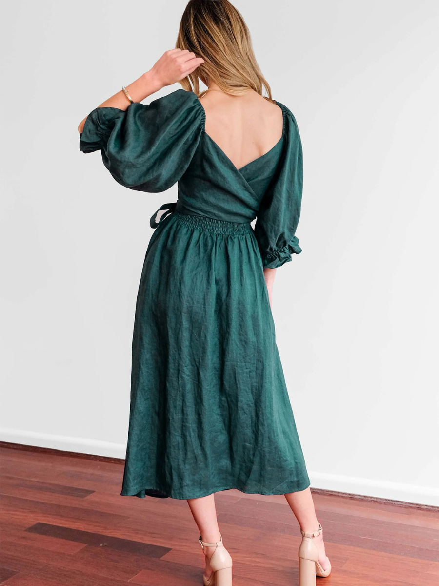 CALL IT LOVE TWO WAY TIERED MIDI DRESS - GREEN