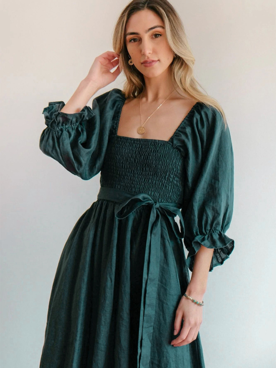 CALL IT LOVE TWO WAY TIERED MIDI DRESS - GREEN