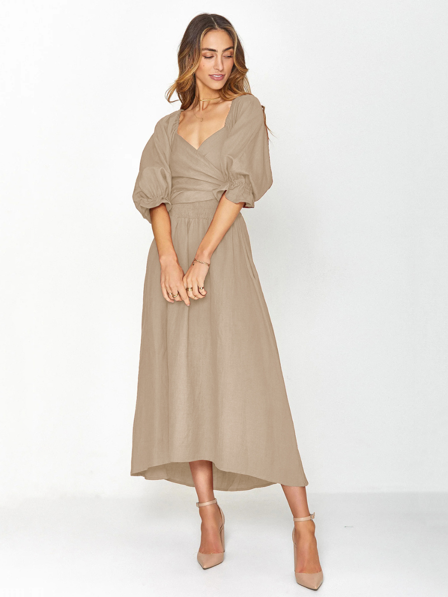 SUNSET SANDS TWO WAY WEARABLE MIDI DRESS - NEUTRAL