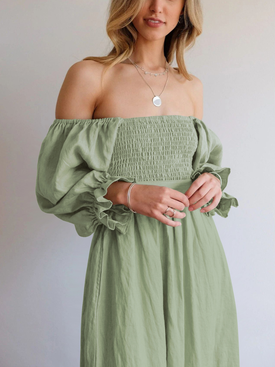 CALL IT LOVE TWO WAY TIERED MIDI DRESS - SAGE