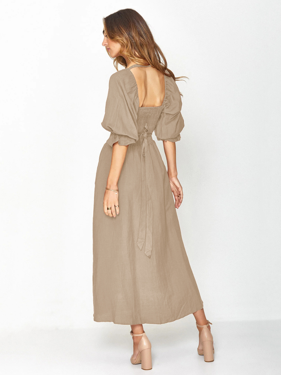 SUNSET SANDS TWO WAY WEARABLE MIDI DRESS - NEUTRAL