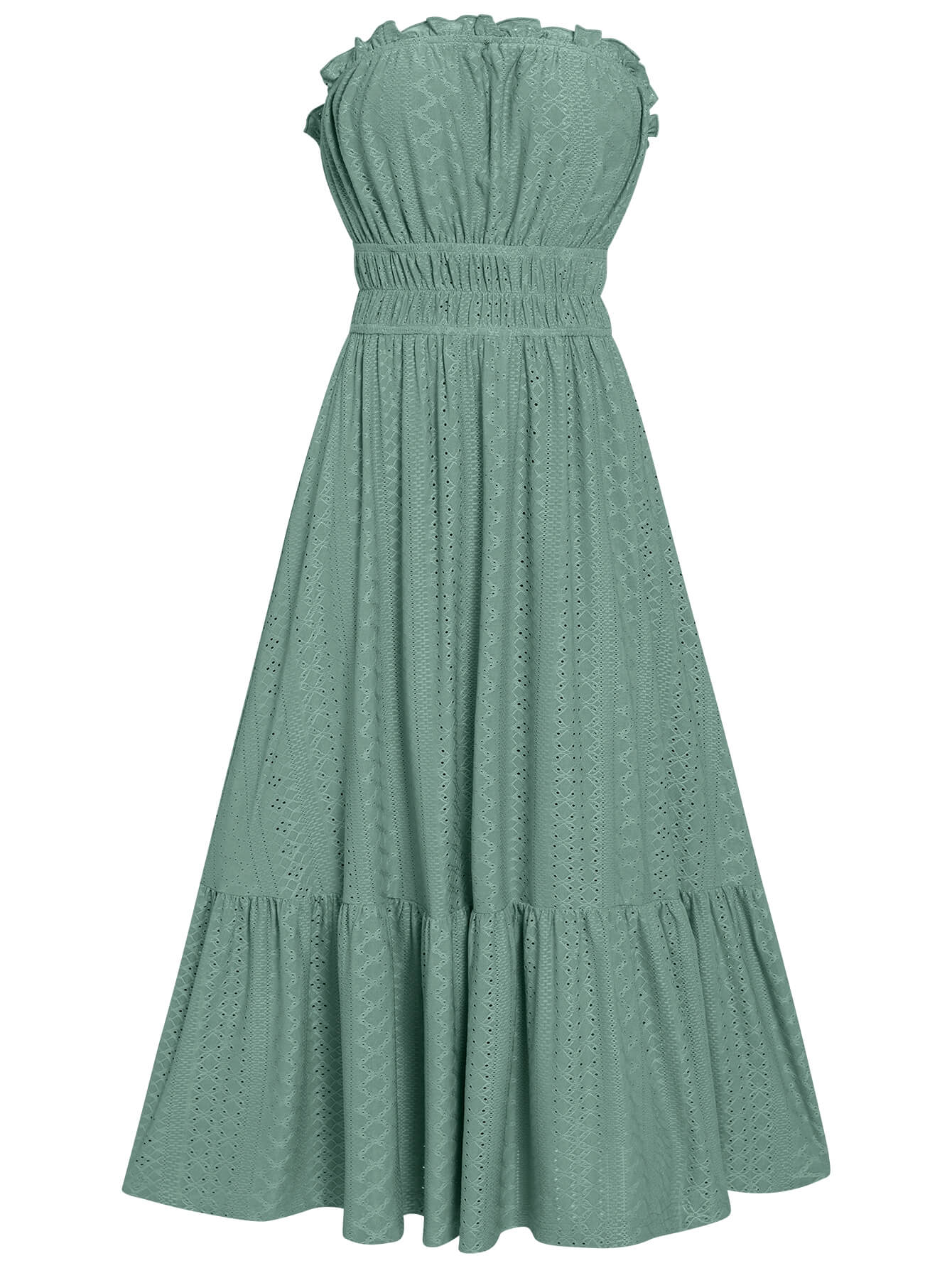 THE NEW YOU STRAPLESS LACE MIDI DRESS - SAGE