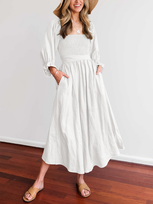 CALL IT LOVE TWO WAY TIERED MIDI DRESS - WHITE