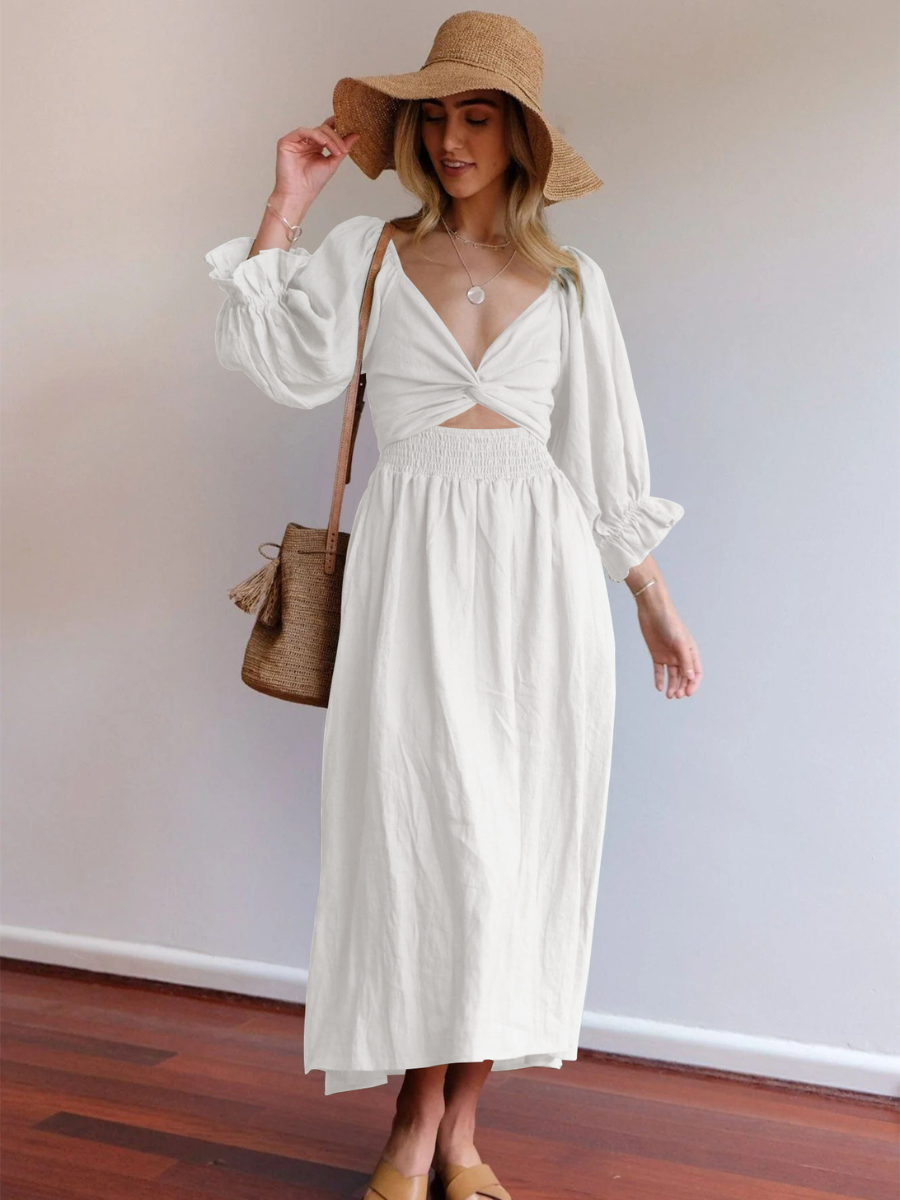 CALL IT LOVE TWO WAY TIERED MIDI DRESS - WHITE
