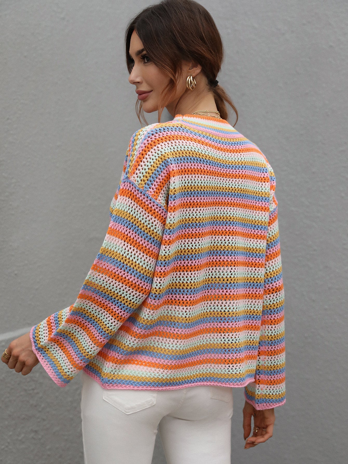 LALLIE KNIT TOP - PINK STRIPE PRINT