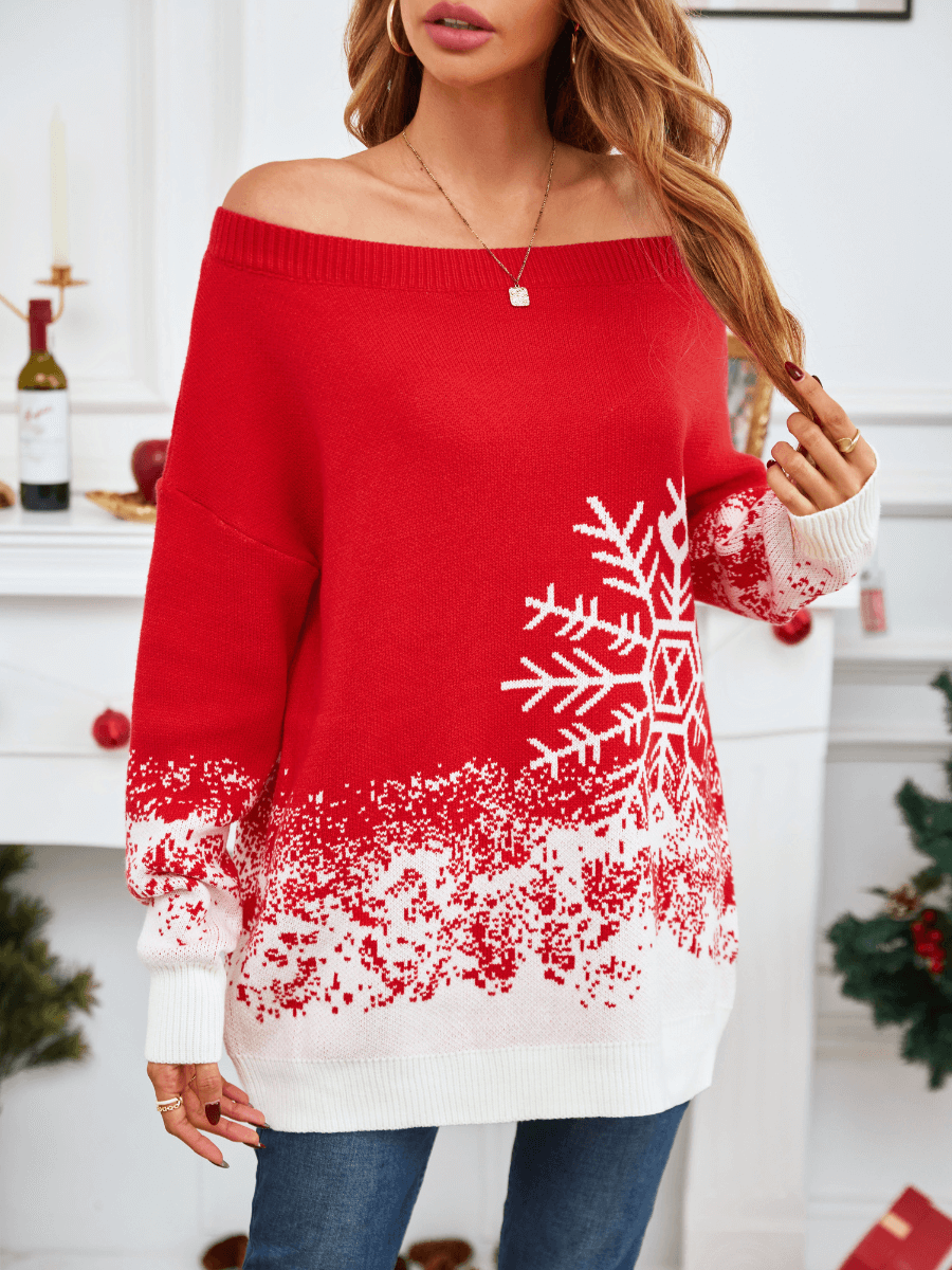 Snowing Out Knit Sweater - Red