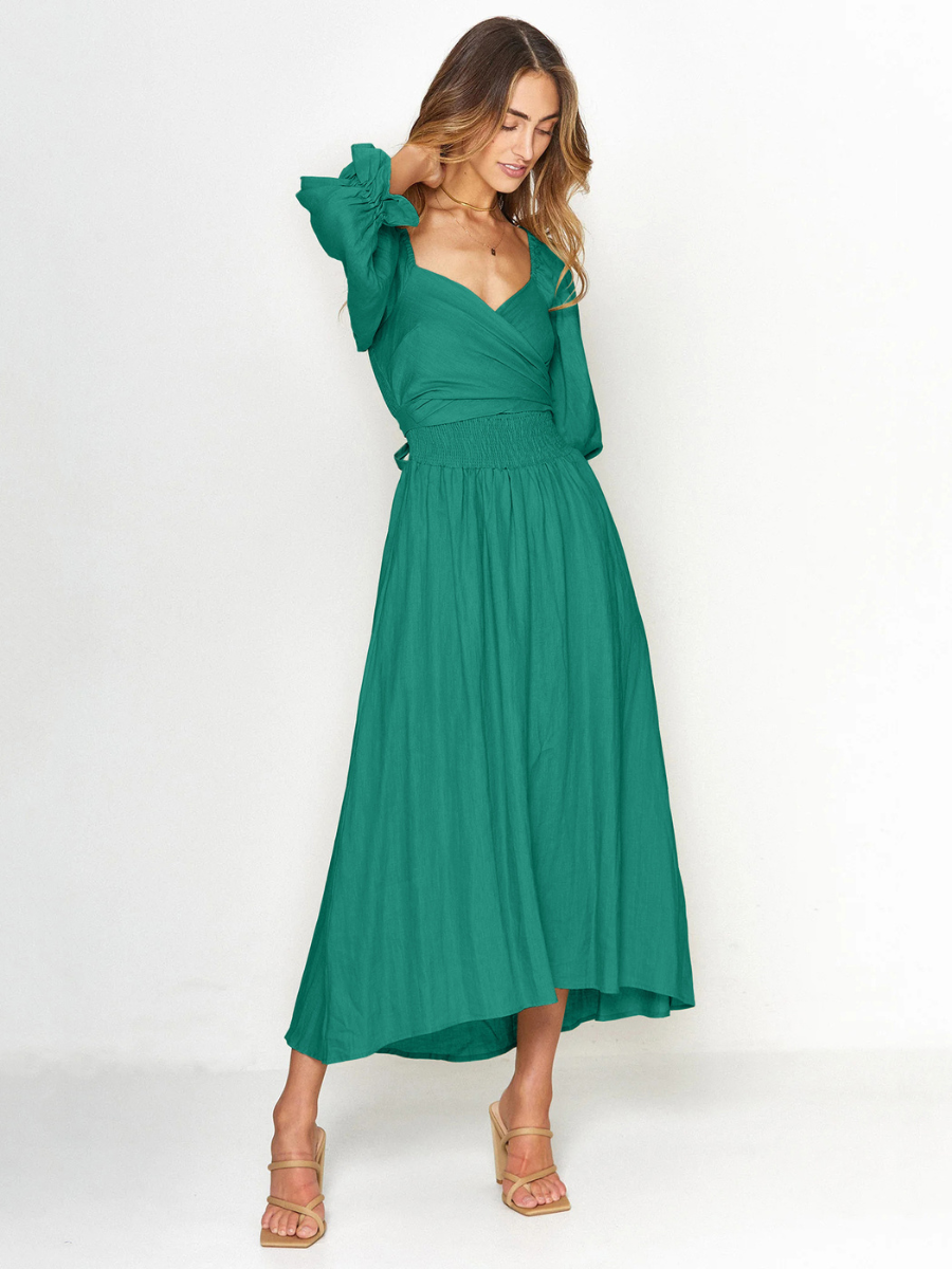 SUNSET SANDS TWO WAY WEARABLE MIDI DRESS - TEAL