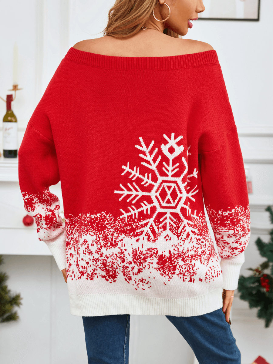 Snowing Out Knit Sweater - Red