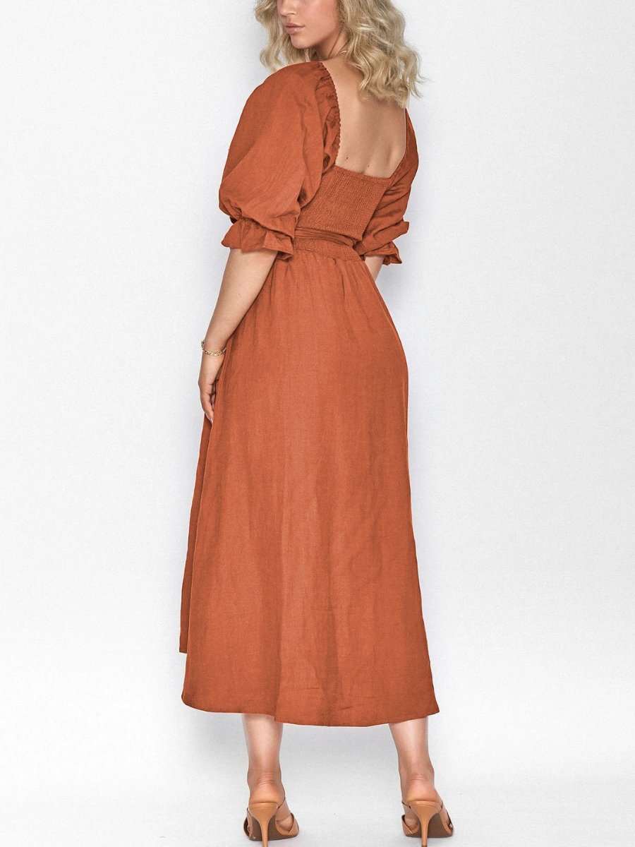 CALL IT LOVE TWO WAY TIERED MIDI DRESS - ORANGE