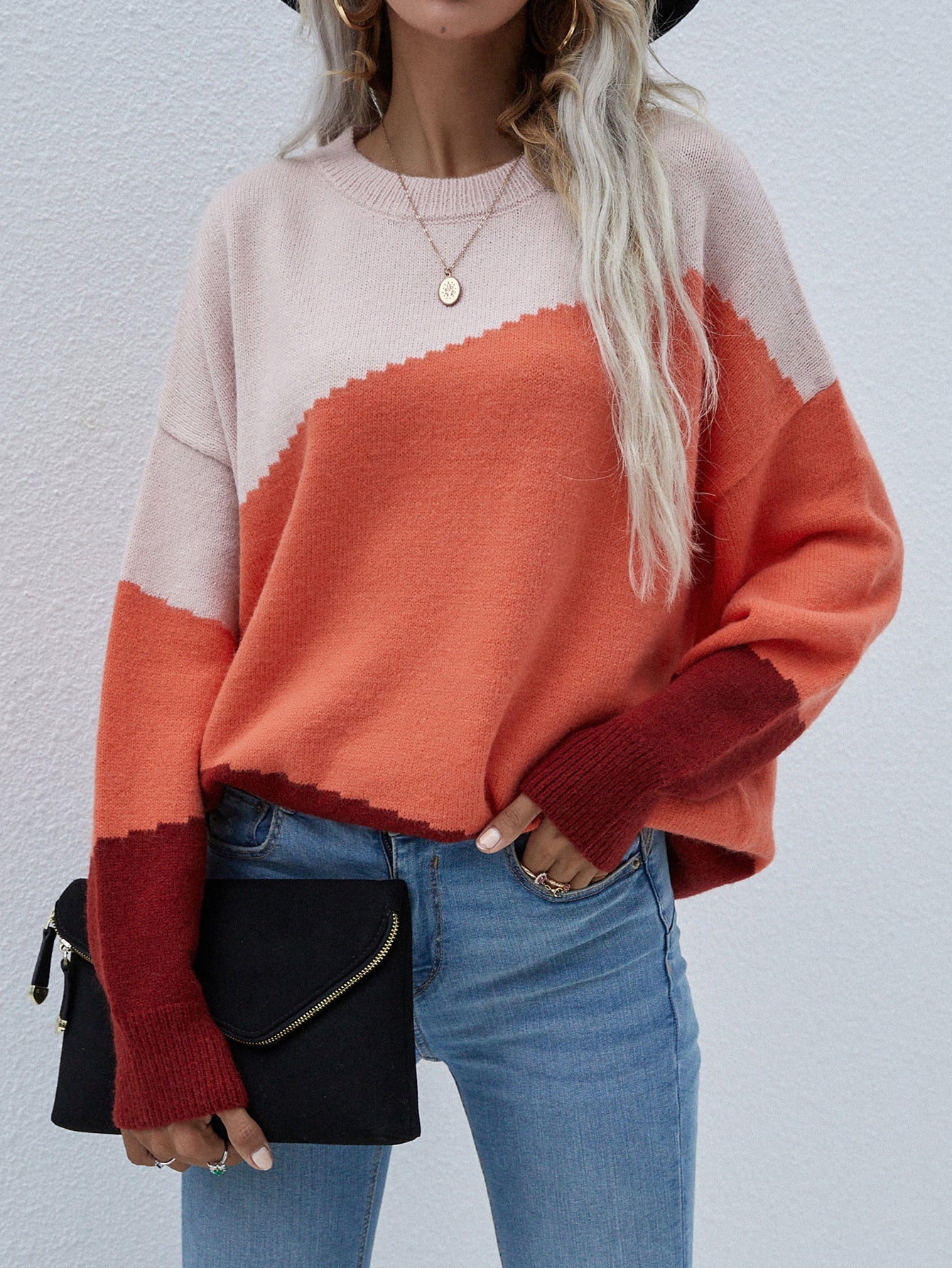 Calistally | ELMA Knit Jumper - Orange Block