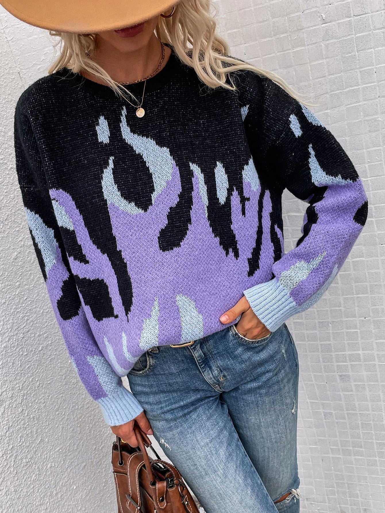 Calistally | Violet Flame Black Knit Sweater