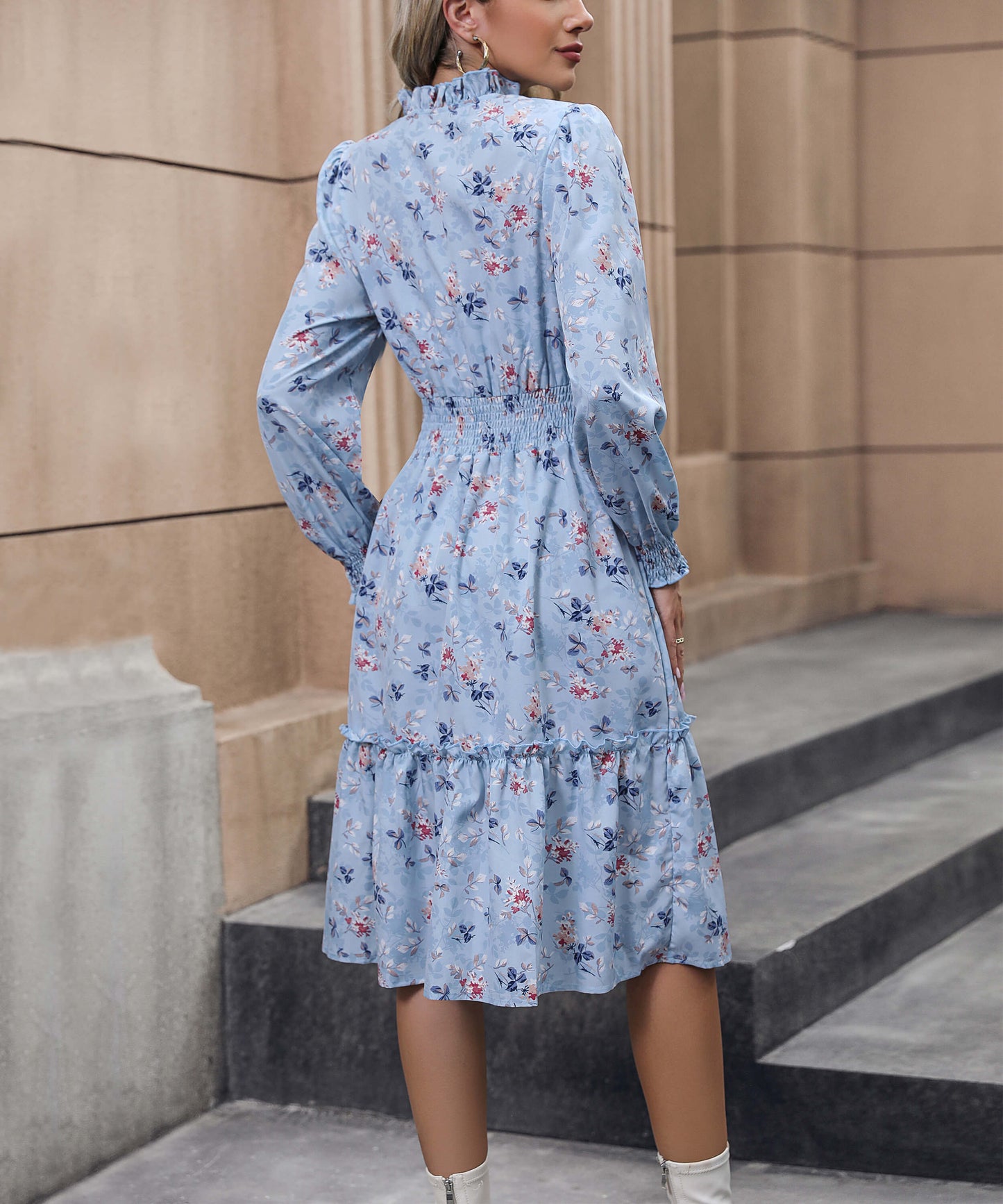 Madeira Floral Midi Dress - Blue