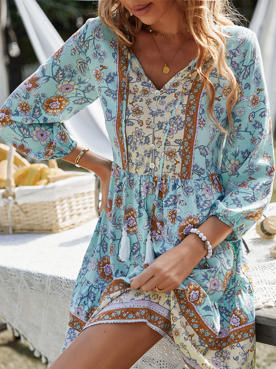 RINA BOHO DRESS - BABY BLUE