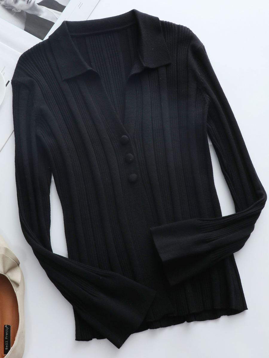 Calistally | TAMIA Bell Cuff Knit Shirt Jacket - Black