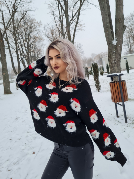 Calistally Doll | Smiling Santa Christmas Black Light Sweater