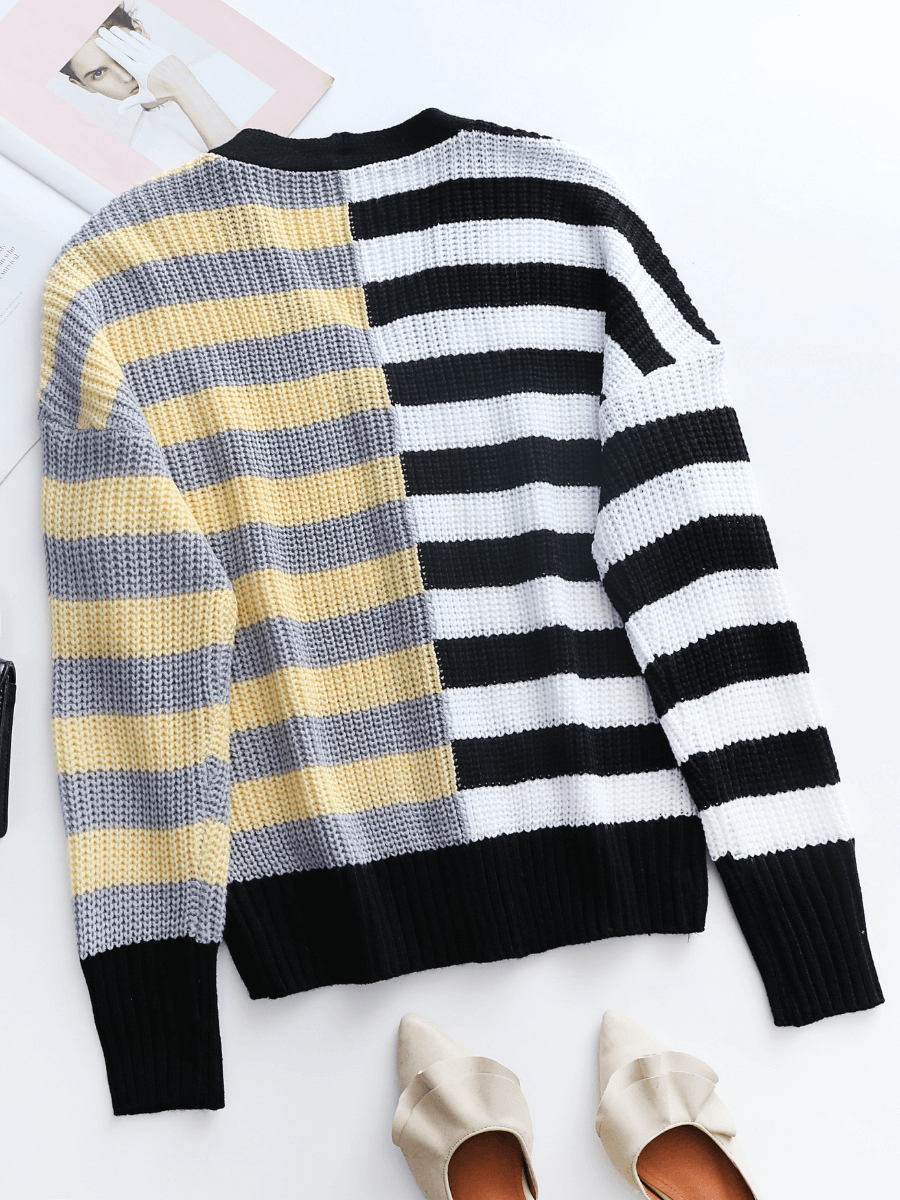 Calistally | Rachael Contract Stripe Knit Cardigan