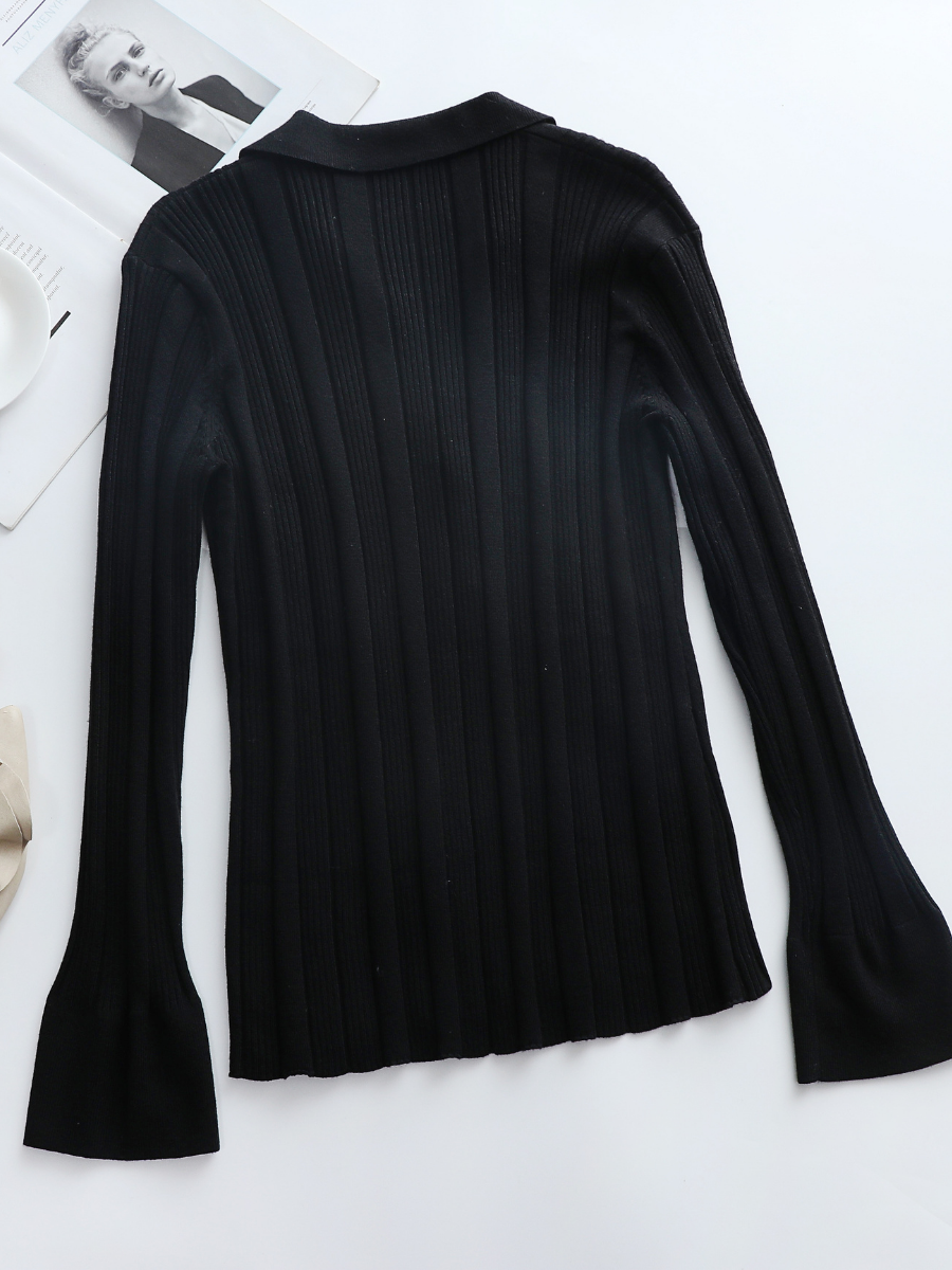 Calistally | TAMIA Bell Cuff Knit Shirt Jacket - Black