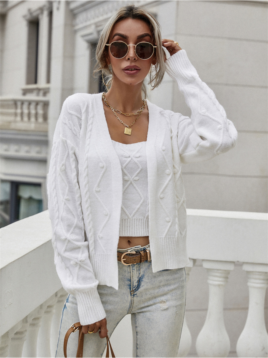 Calistally | RACHAELS Knit Cardigan Set - Cream
