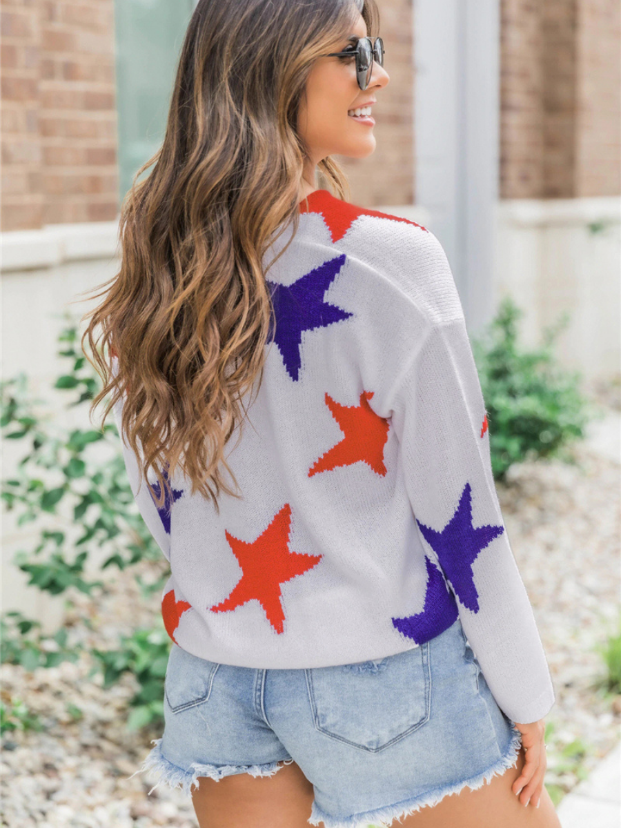 Calistally | Star Gal Low V Neck Cream Knit Jumper