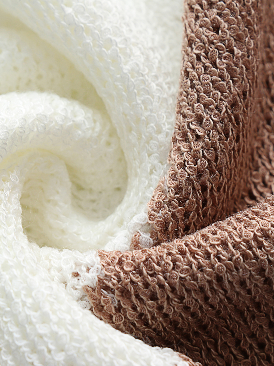 Calistally | GRANIA Two Tone Color Block Knit Sweater - Cream