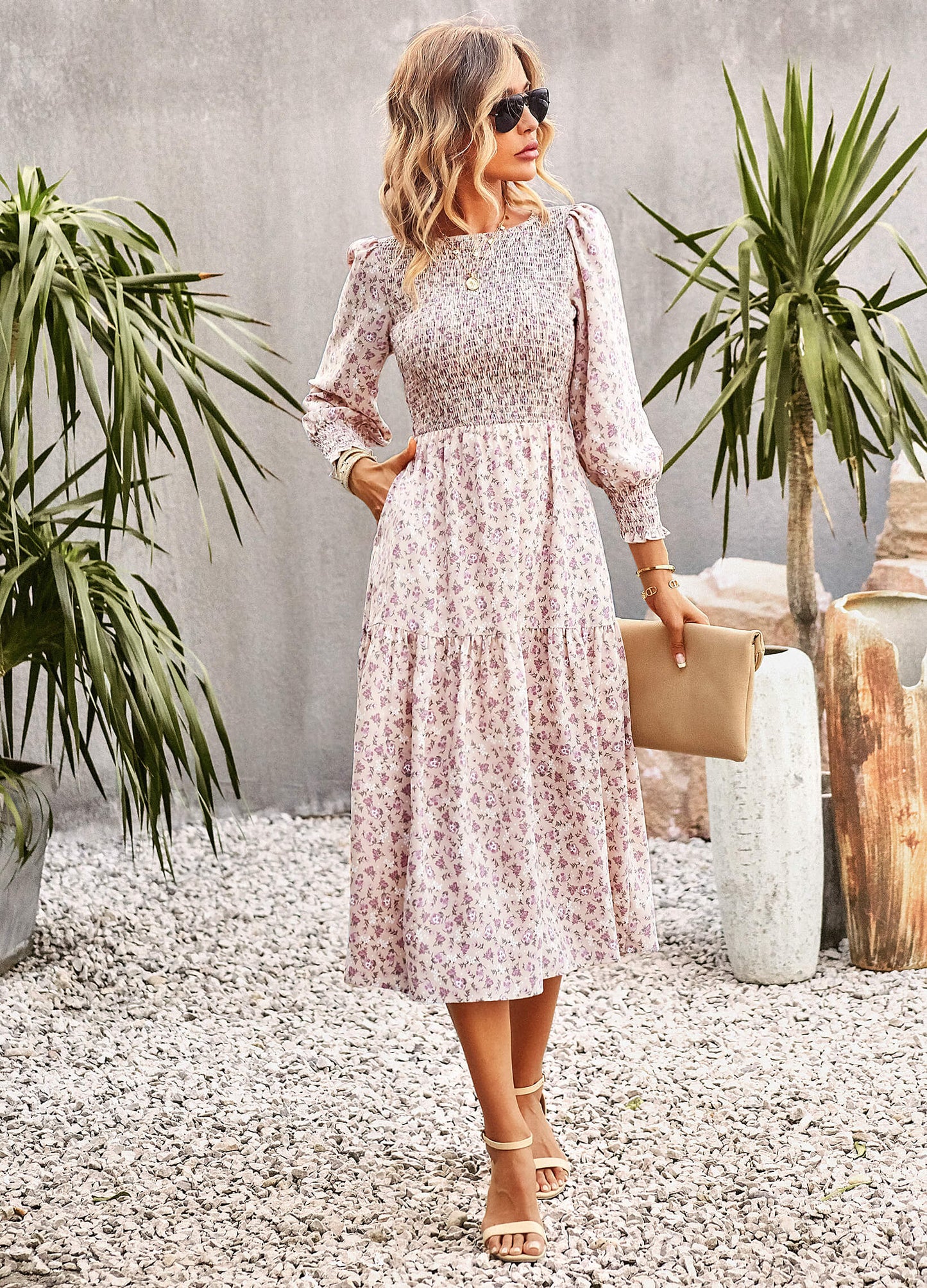 TRADING PLACES FLORAL MIDI DRESS - CREPE