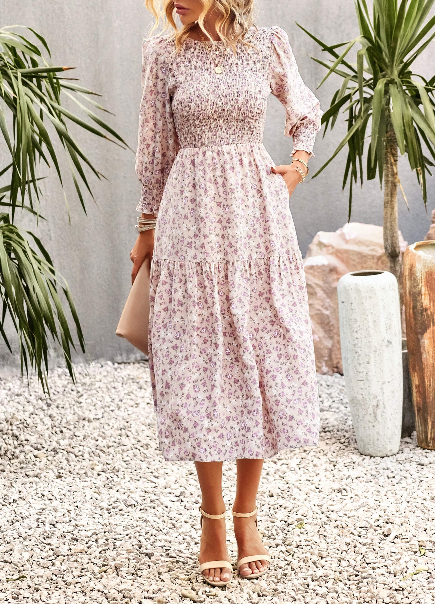 TRADING PLACES FLORAL MIDI DRESS - CREPE