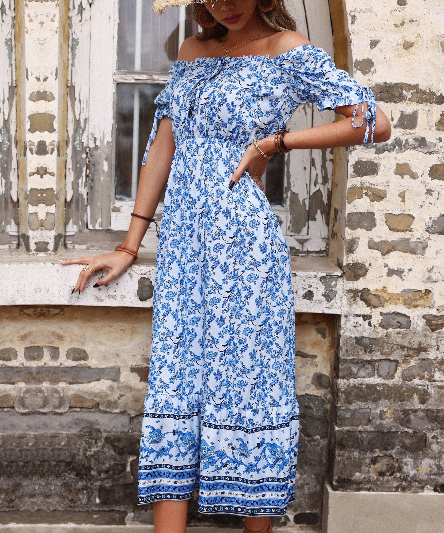GENALO MAXI DRESS - PORCELAIN PRINT