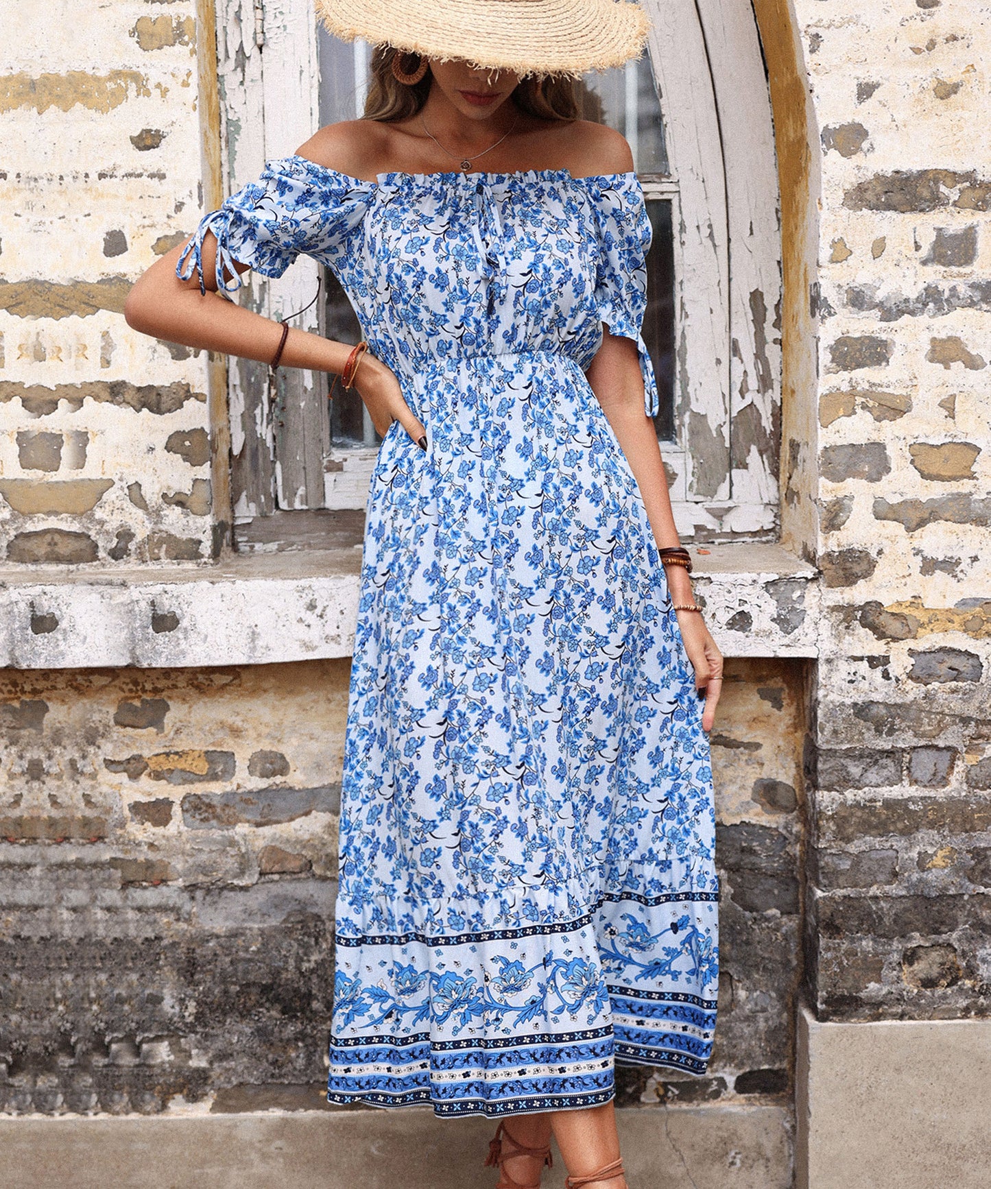 GENALO MAXI DRESS - PORCELAIN PRINT