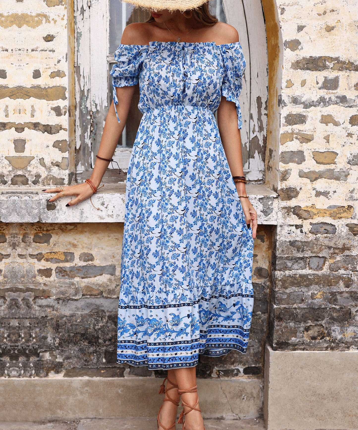GENALO MAXI DRESS - PORCELAIN PRINT