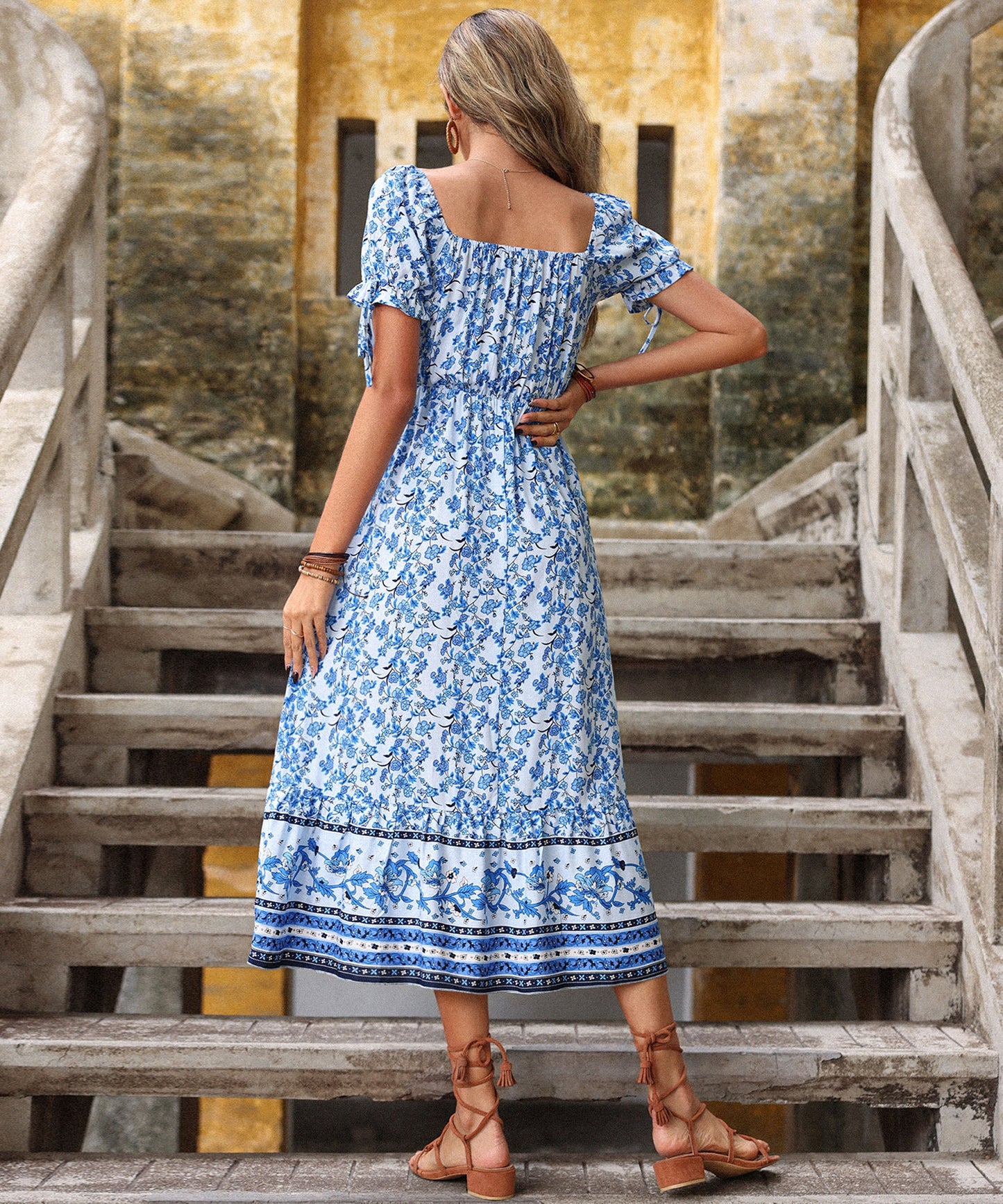 GENALO MAXI DRESS - PORCELAIN PRINT