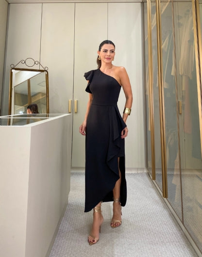 CAMILA WHITE/BLACK MIDI DRESS