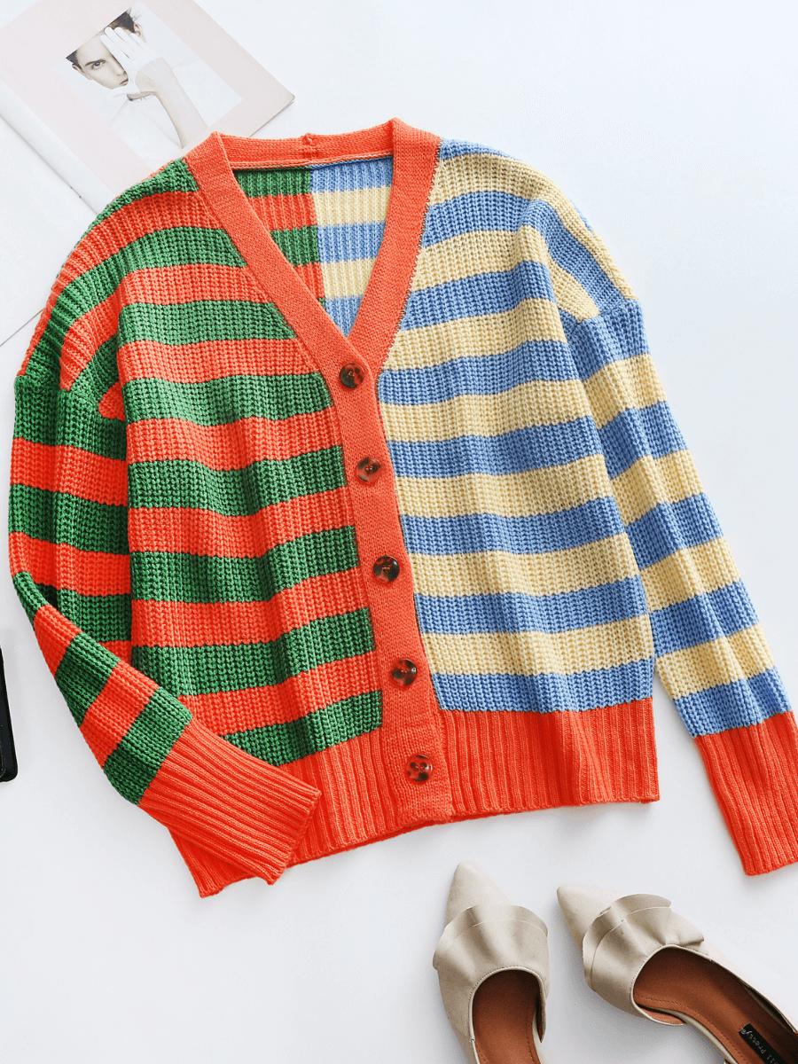 Calistally | Rachael Contract Stripe Knit Cardigan