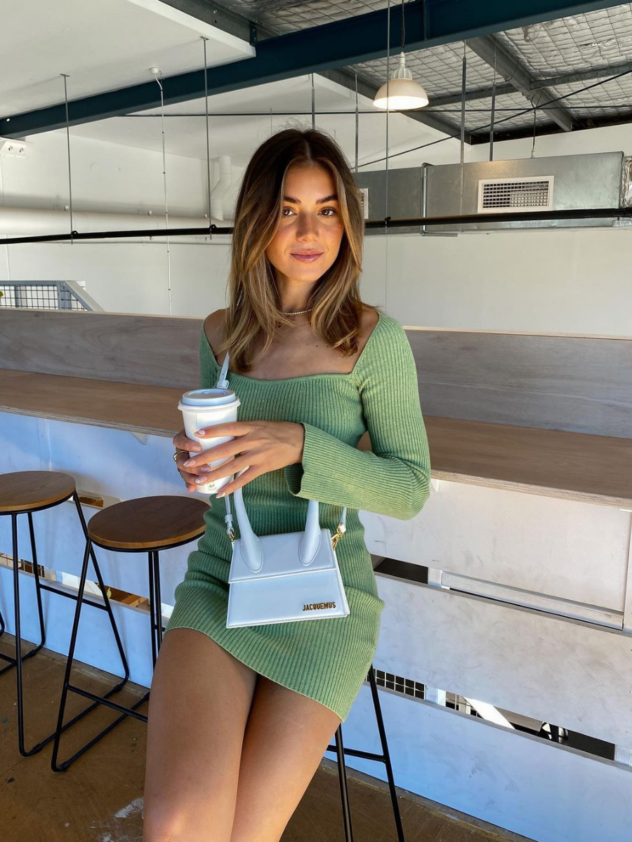 Calistally Doll | Low Neck Tie Open Back Knit Dress - Mint