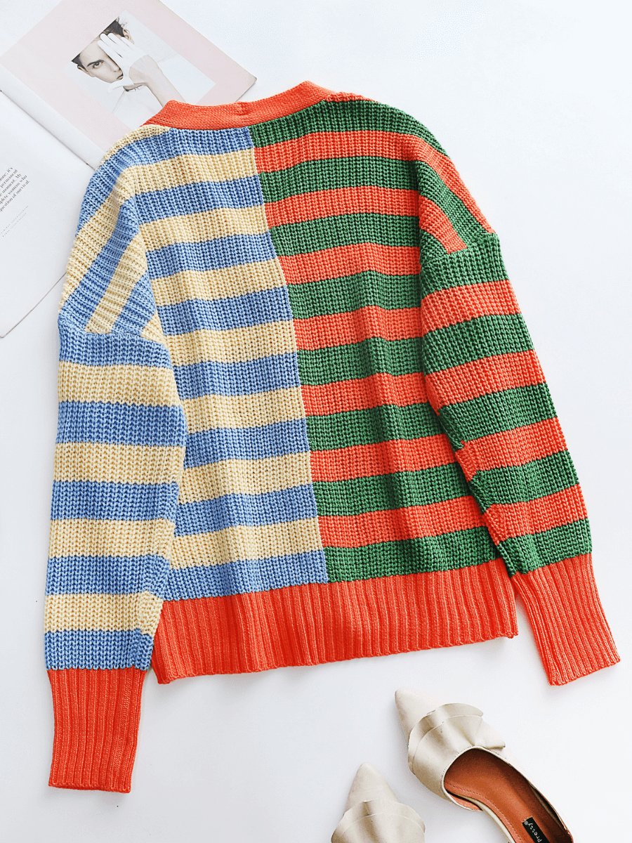 Calistally | Rachael Contract Stripe Knit Cardigan