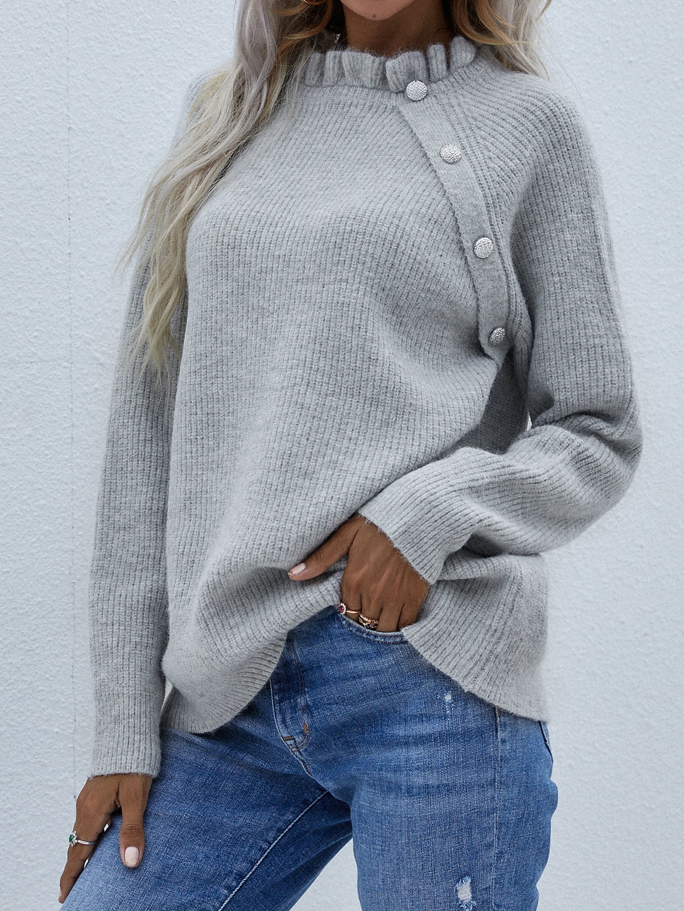 Calistally | MAKEDO Grey Knit Sweater