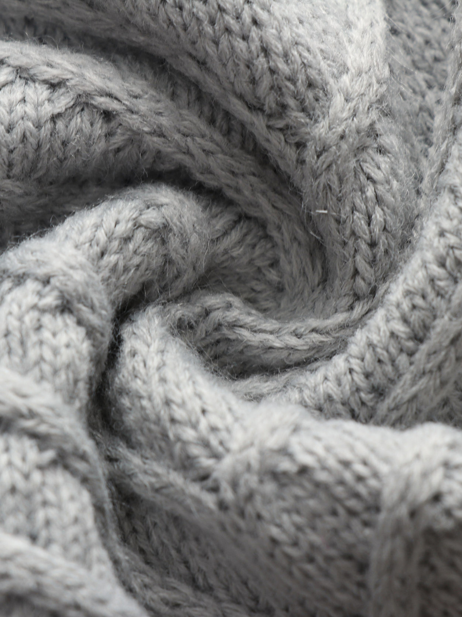 Calistally | Grey Shoulder Cut-Out Knit Sweater